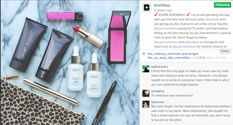 birchbox giveaway instagram post