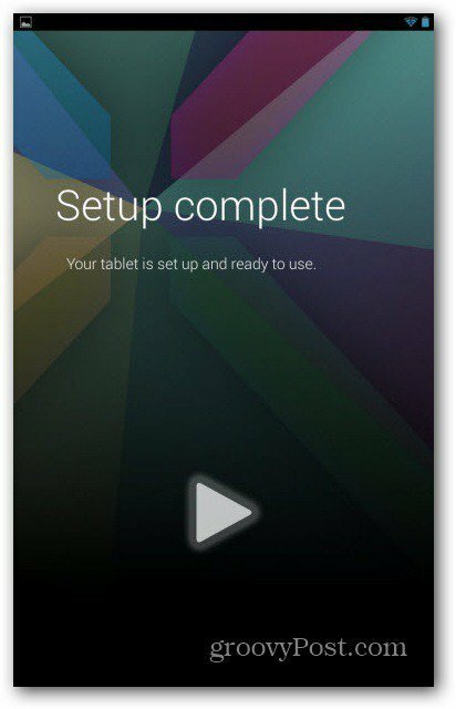 Oppsett av brukerkontoer for Nexus 7 er fullført