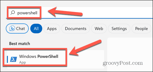 Windows 11 søk powershell