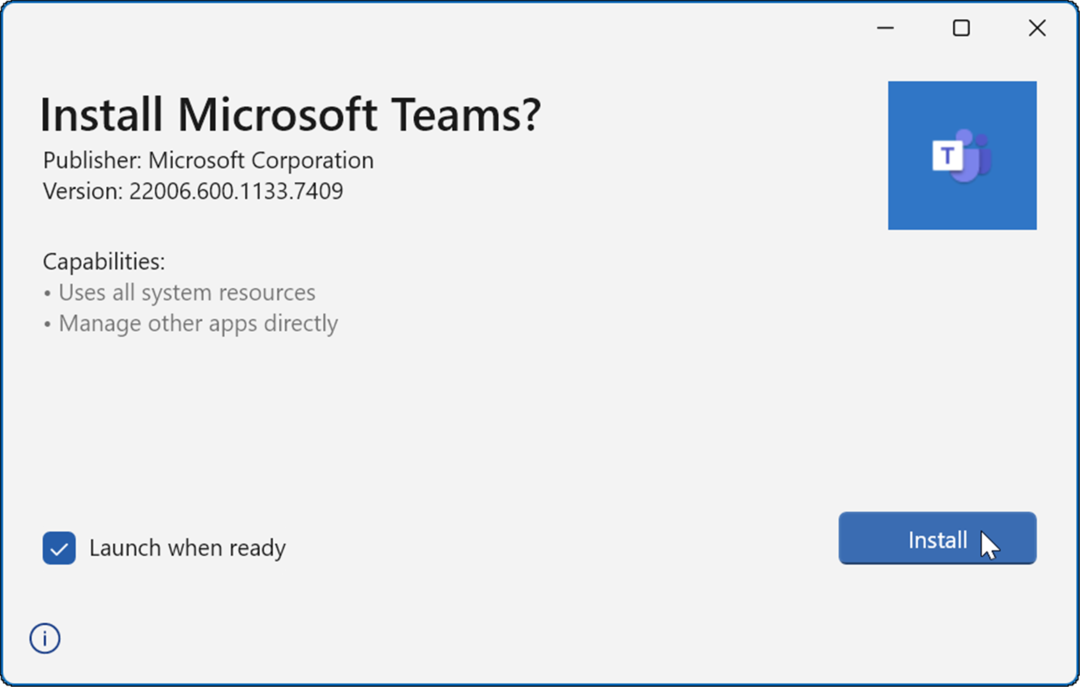 installer Microsoft-team som ikke laster