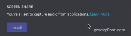 Discord lydplugin installert