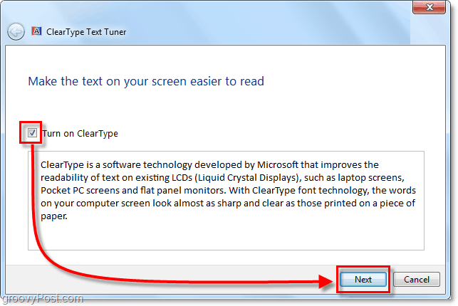 Hvordan lese tekst i Windows 7 enklere med ClearType