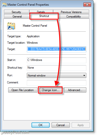Windows 7-skjermbilde - hvordan endre ikon for en snarvei