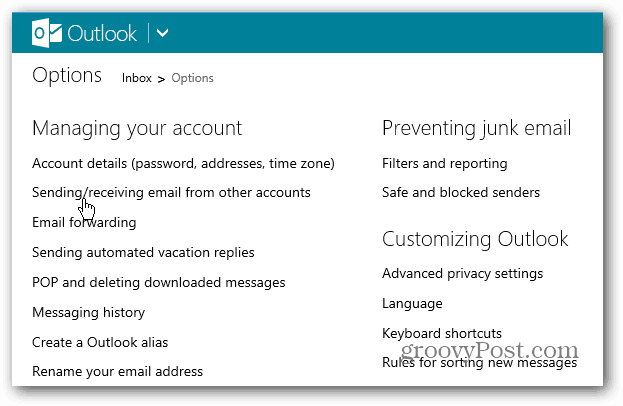 Tips om Outlook.com: Angi din standard e-postkonto