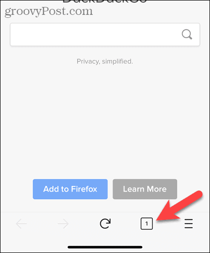 Trykk på faneknappen i Firefox for iOS
