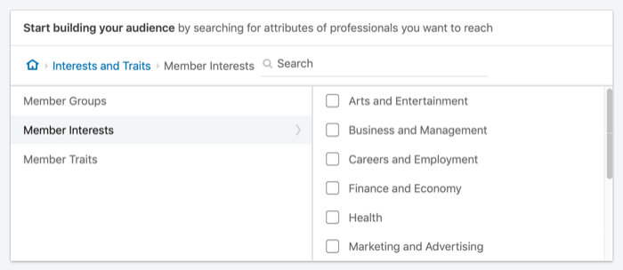målrette LinkedIn-annonser etter medlemsinteresser
