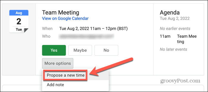 google kalender gmail foreslå ny tid