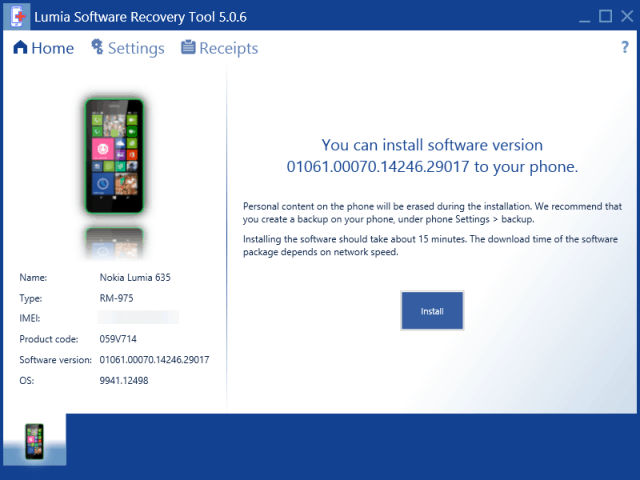 Lumia utvinningsverktøy Windows 10 for telefoner