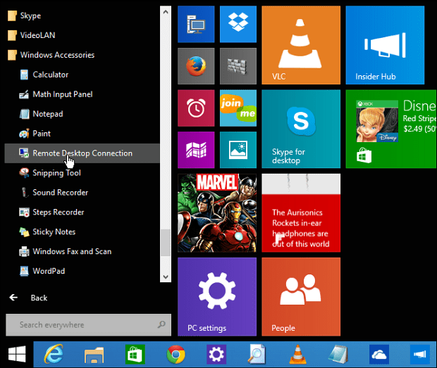 Start-menyen for Windows 10