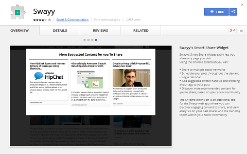 Swayy har også en Google Chrome-utvidelse for å gjøre det enkelt å dele innholdsfunn.
