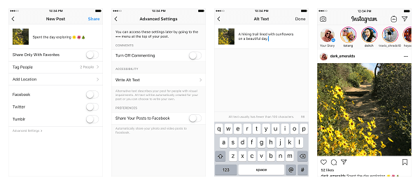 Instagram legger til to nye tilgjengelighetsfunksjoner for å hjelpe synshemmede brukere å få tilgang til bilder og videoer som deles på plattformen.