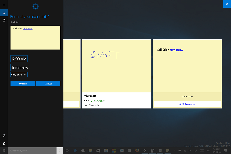 Tips om oppdatering av Windows 10-jubileum: Bruk blekk med klistremerker og Cortana