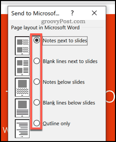 Formateringsalternativer for PowerPoint-utdelinger