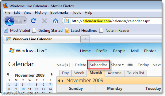 abonnere i Windows Live-kalender til Google eller en annen kalender