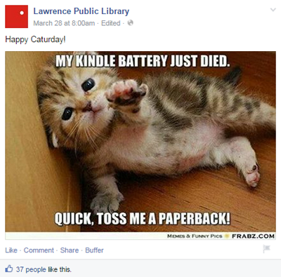 Lawrence offentlige bibliotek facebook innlegg