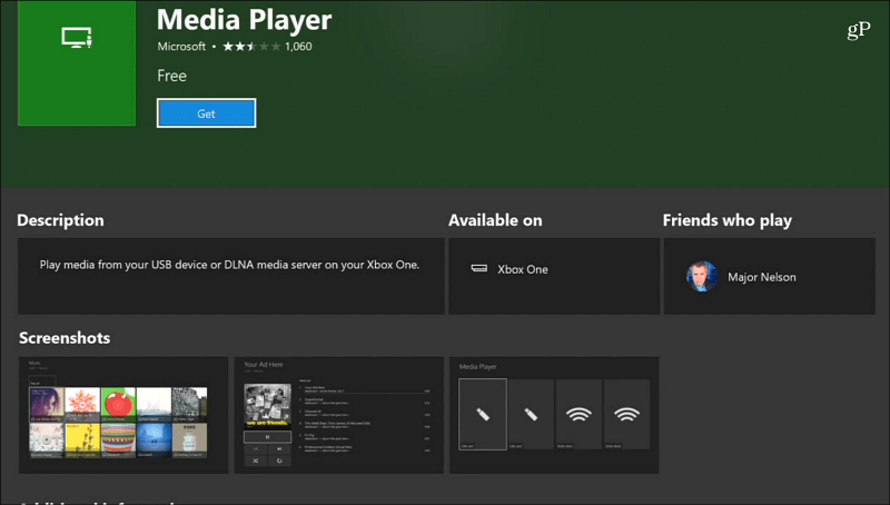 Media Player-app Xbox One