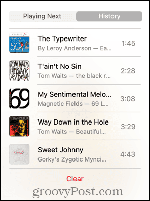 Apple Music historieliste mac