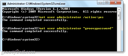 aktiver admin i Windows 7 via nettbruker