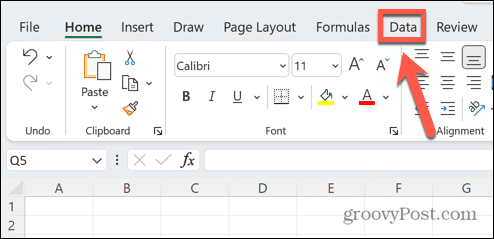 Excel-datamenyen