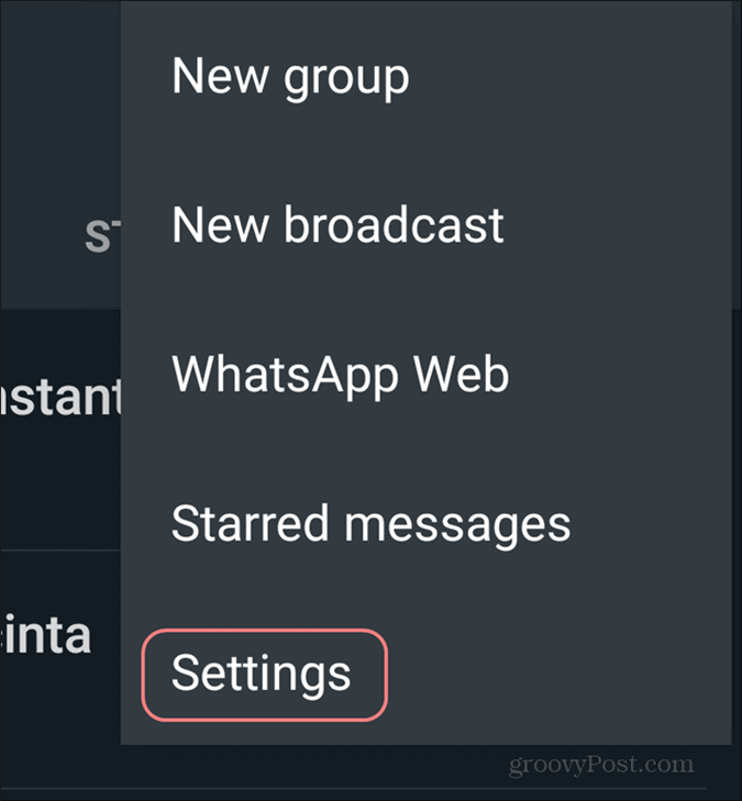 Slett WhatsApp-kontoinnstillingene