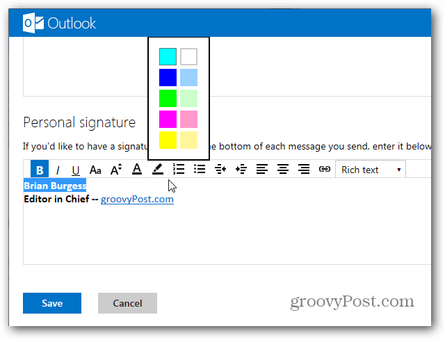 Hvordan lage en Outlook.com-signatur