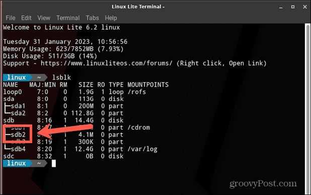 linux disknavn