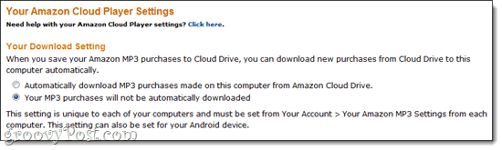 Amazon Cloud Player-innstillinger