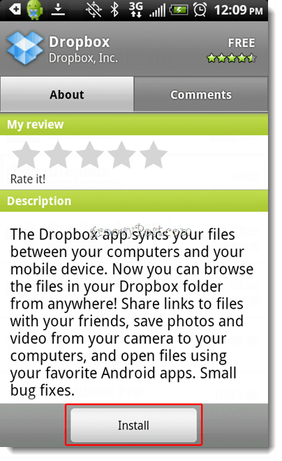 Android Dropbox Installer