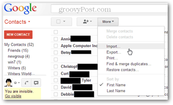 hvordan du importerer flere vcf-filer i gmail