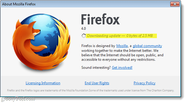 Hvordan manuelt oppdaterer Firefox 4