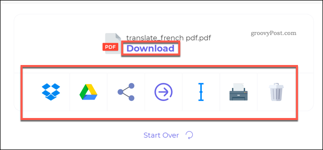 Last ned en oversatt PDF-fil ved hjelp av DeftPDF