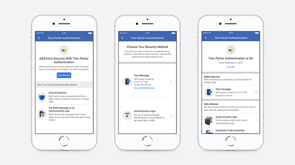 Facebook strømlinjeformet installasjonsflyten som gjør det mulig for brukere å etablere tofaktorautorisering og eliminert behovet for å registrere et telefonnummer for å sikre en konto.