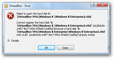 virtualbox-feil - kunne ikke åpne harddisken uuid