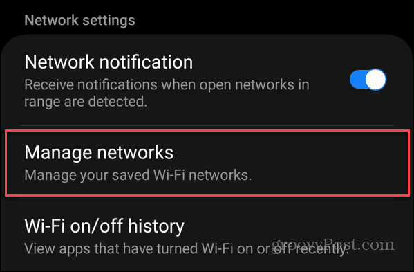 glem en Wi-Fi-tilkobling på Android