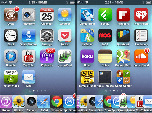 Seks og 10 ikoner på iOS Dock