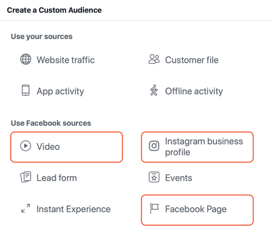 Hvordan lage Facebook-reklameannonser, eksempel på kilder for tilpassede målgrupper for engasjement for annonser