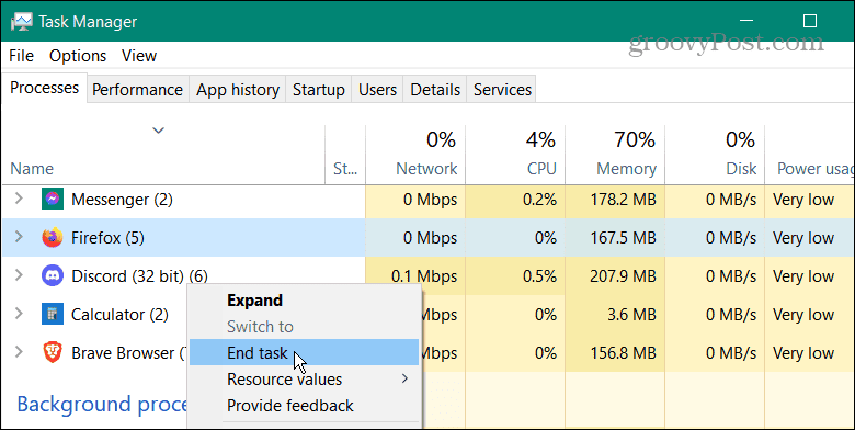 avslutte firefox prosess oppgavebehandling