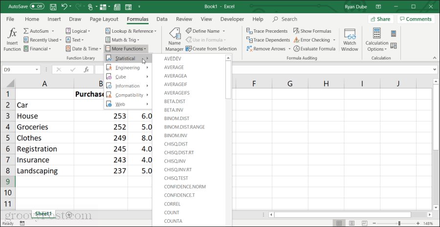 Velge gjennomsnittsnivå i Excel