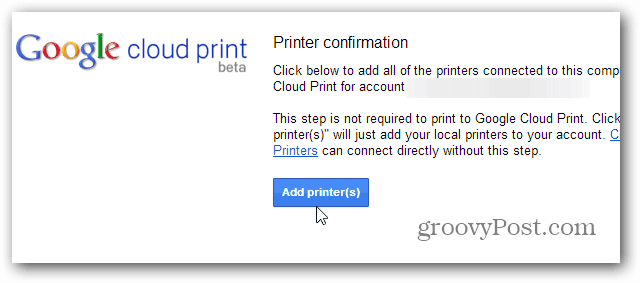 Legg til PRinters Cloud Print