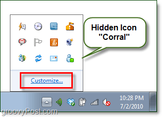skjult ikonkorralering i Windows 7