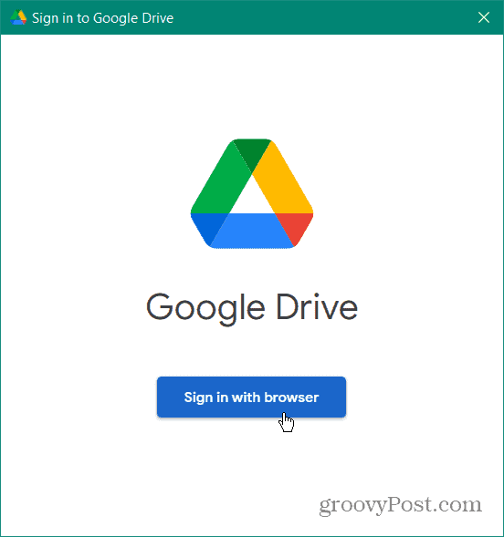  logg på legg til Google Drive i filutforsker