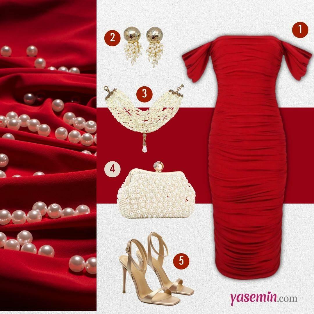 rød kjole kombinasjon