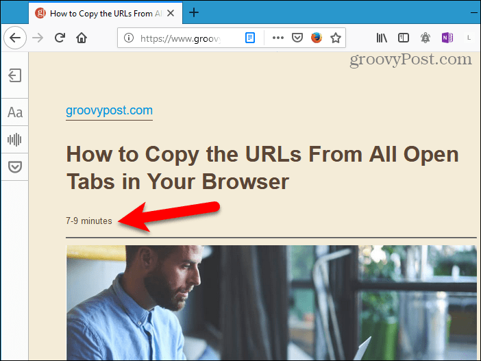 Estimert lesingstid på Leservisning i Firefox