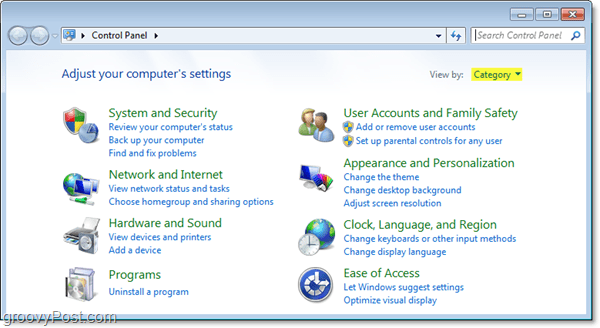 Slik tvinger du listevisningen i Kontrollpanel i Windows 7