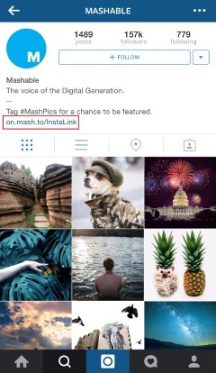 Oppfordre brukere til å klikke seg gjennom til en lenke som fører dem til en artikkel relatert til Instagram-bildet.