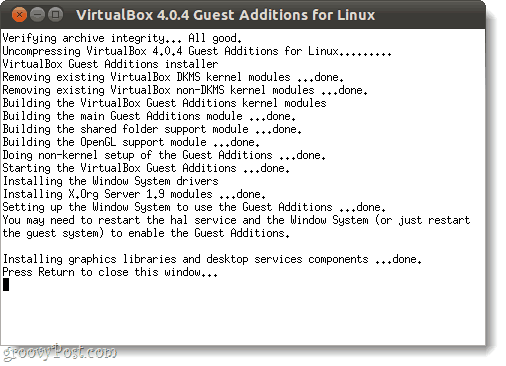 kjør virtualbox-gjestetillegg i Linux