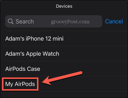 iphone select airpods batteri-widget