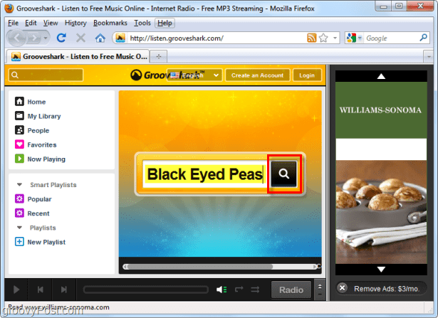 søk i Grooveshark etter Black Eyed Peas