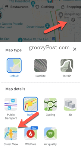 Aktiver gatevisning i Google Maps på mobil