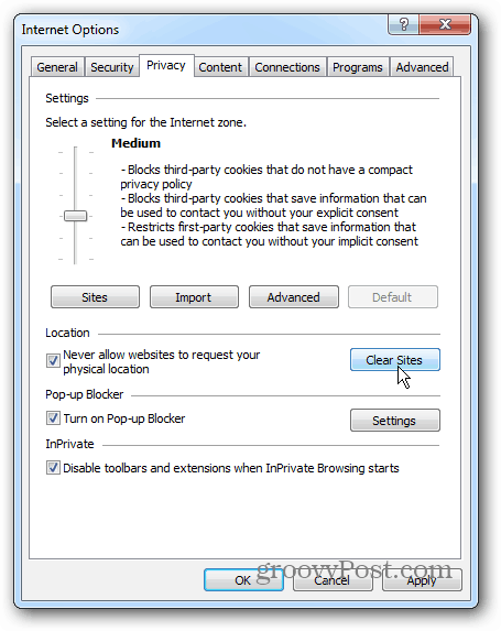 Windows 7 IE 10-personvern
